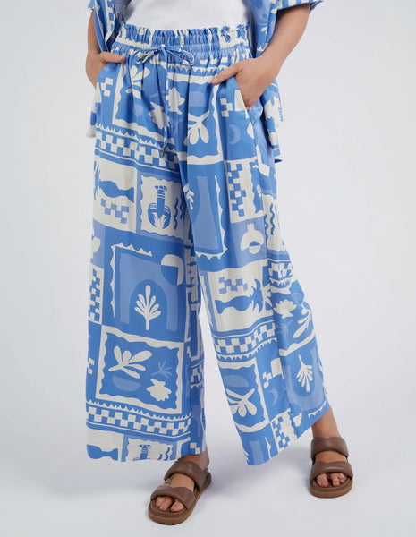 Elm Holiday Sun Pant Cerulean Holiday Print