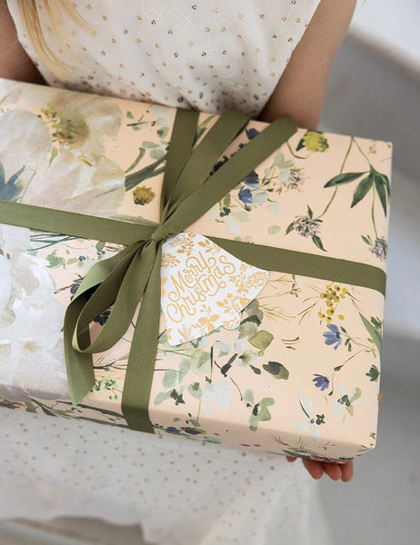 Bespoke Letterpress Gift Wrap Roll 3m - Summer Peonies (Blush)