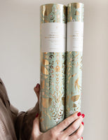 Bespoke Letterpress Gift Wrap Roll 3m - Golden Garden (Mint with Gold Foil)