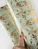 Bespoke Letterpress Gift Wrap Roll 3m - Golden Garden (Mint with Gold Foil)