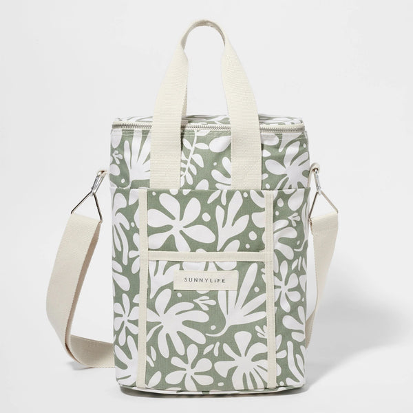 Sunnylife Canvas Drinks Cooler Bag - The Vacay Olive