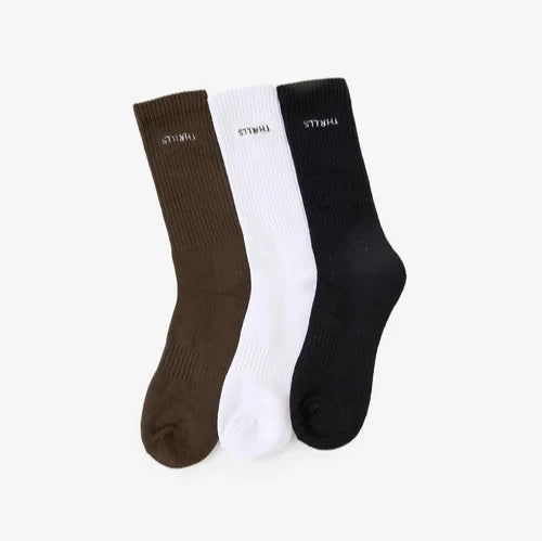 Thrills Minimal 3 Pack Sock - White - Black - Tarmac