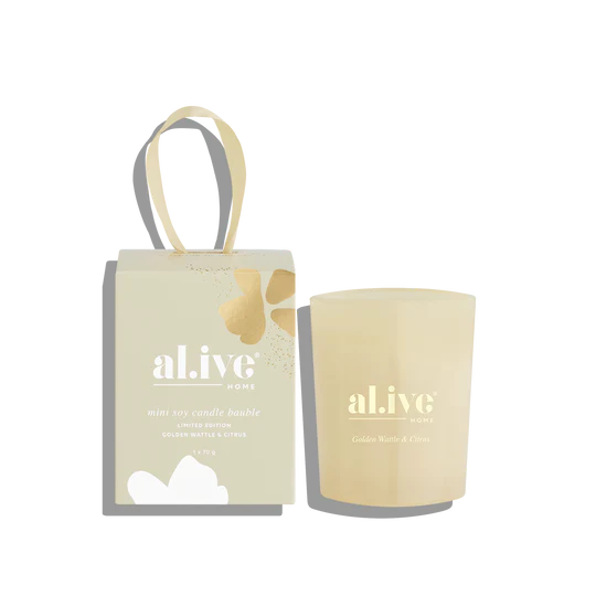 Al.ive Body Mini Soy Candle Bauble - Golden Wattle & Citrus