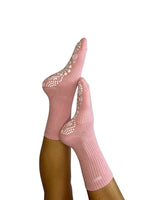 Pink/White Crew Style Grip Socks (Birdee)