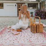 Wandering Folk Dahlia Picnic Rug - Rose