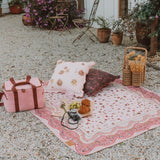 Wandering Folk Dahlia Picnic Rug - Rose